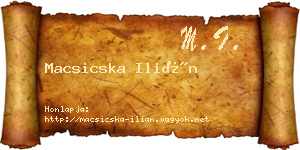 Macsicska Ilián névjegykártya